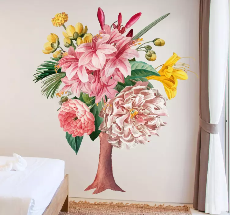 Flower tree flower wall sticker - TenStickers