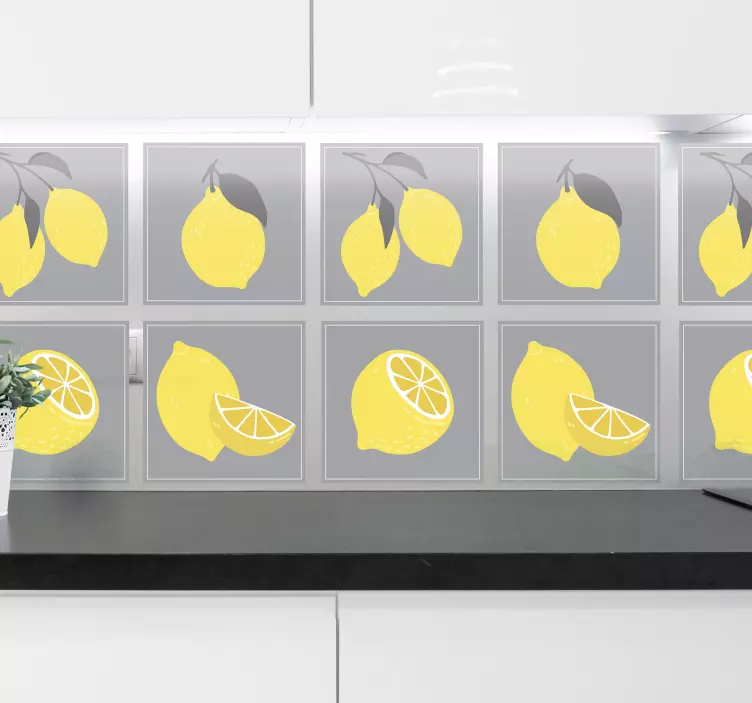 Fruit sticker lemon pattern tiles - TenStickers