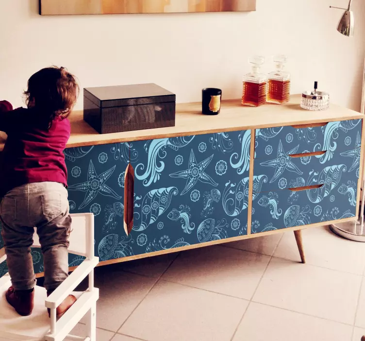 Furniture sticker with marine pattern design - TenStickers