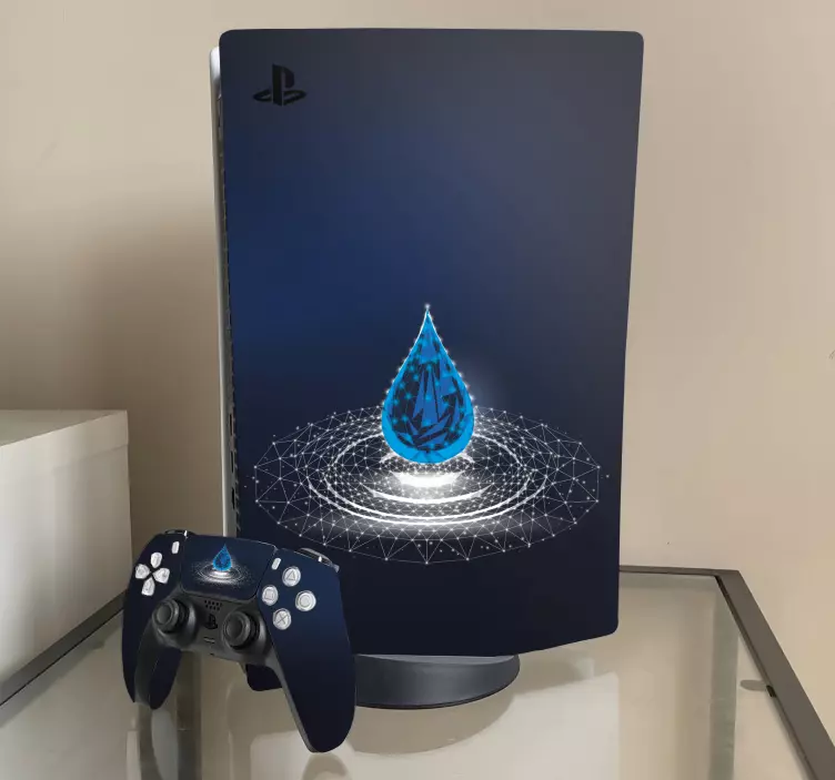 Futuristic glowing polygonal water  PS5 decal - TenStickers