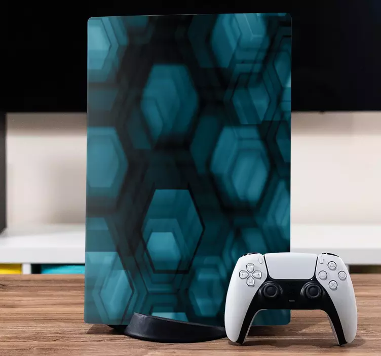 Futuristic gray  blue lights PS5 vinyl sticker - TenStickers
