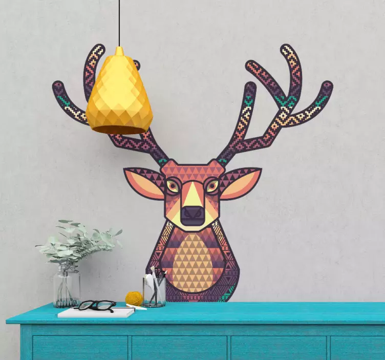 Geometric Deer Head animal wall decor - TenStickers