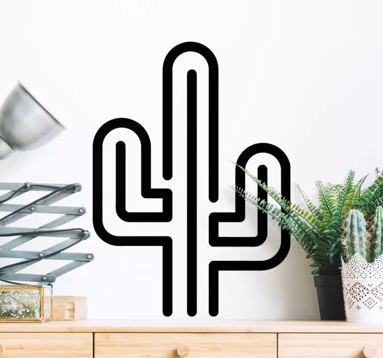 Geometric monocolor cactus plant wall sticker - TenStickers