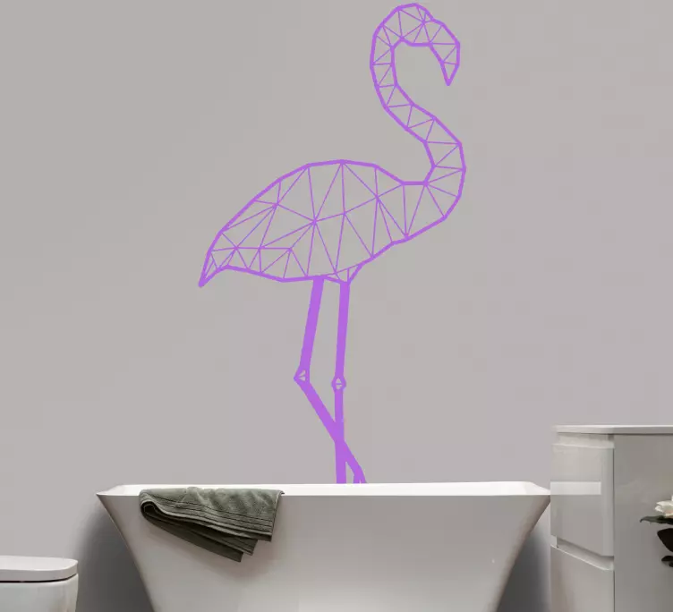 Geometric purple flamingo bird wall sticker - TenStickers