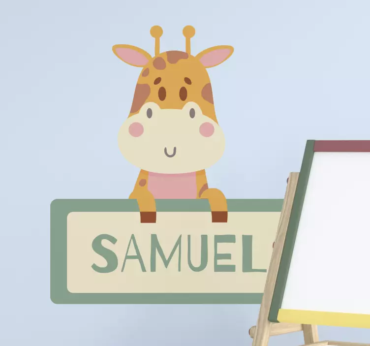 Giraffe and name Childrens Bedroom Wall Sticker - TenStickers