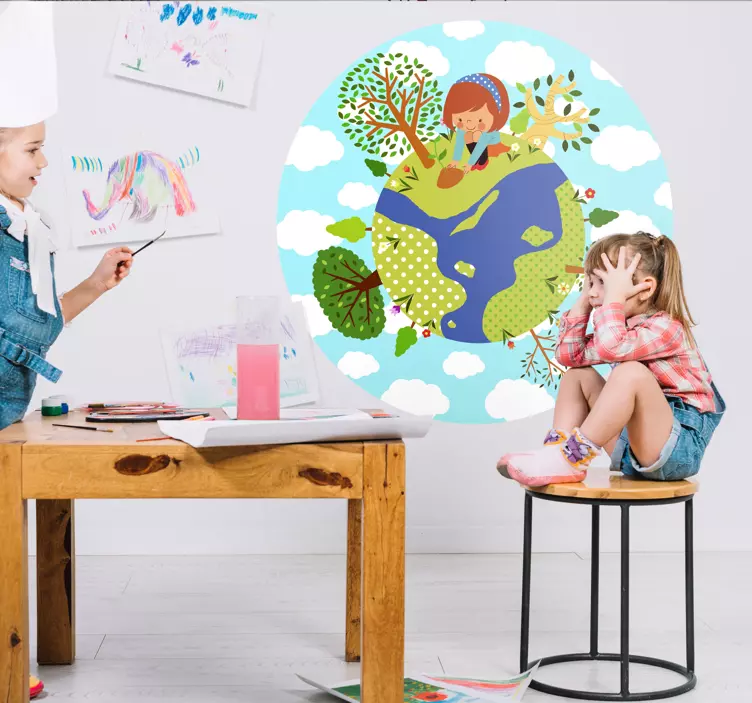 Girl on Top of the World Kids Sticker - TenStickers