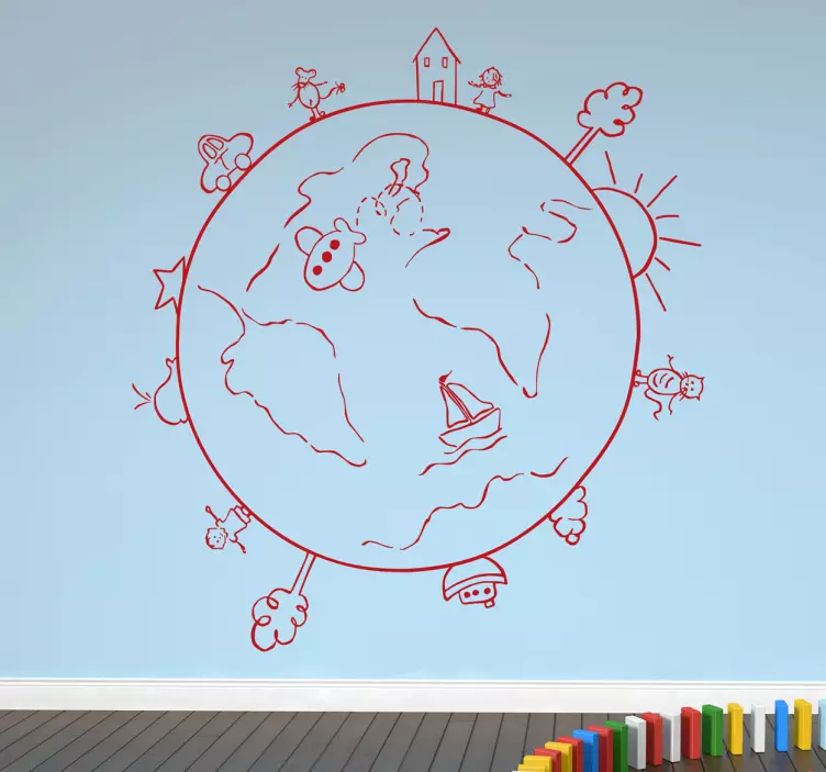 Globe Travel Sketch Decal - TenStickers