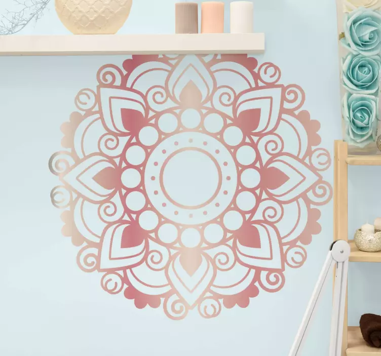 Gold and red floral mandala floral wall sticker - TenStickers