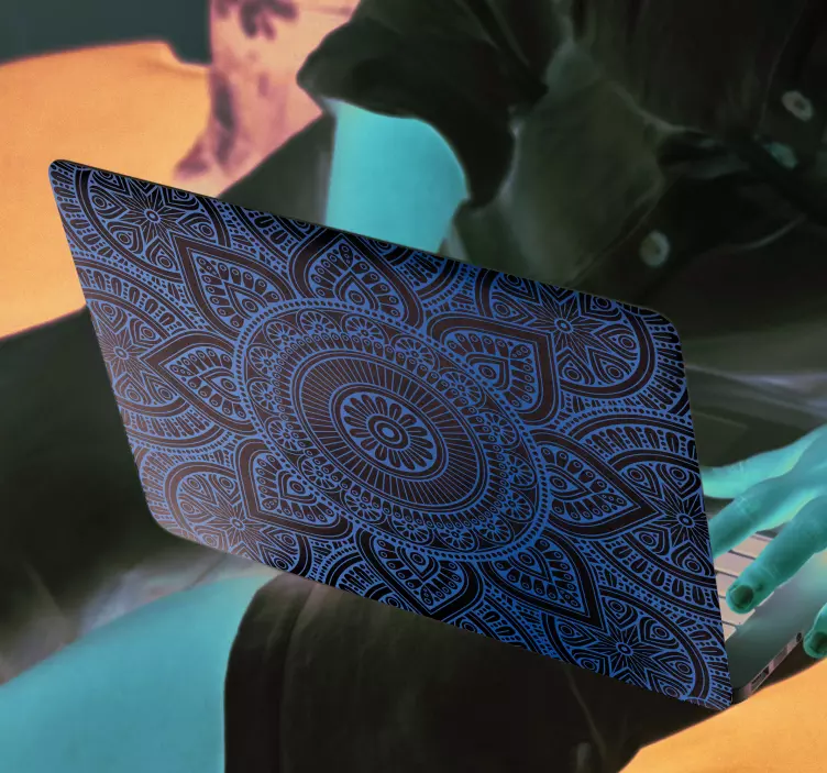 Golden laptop mandala laptop sticker - TenStickers
