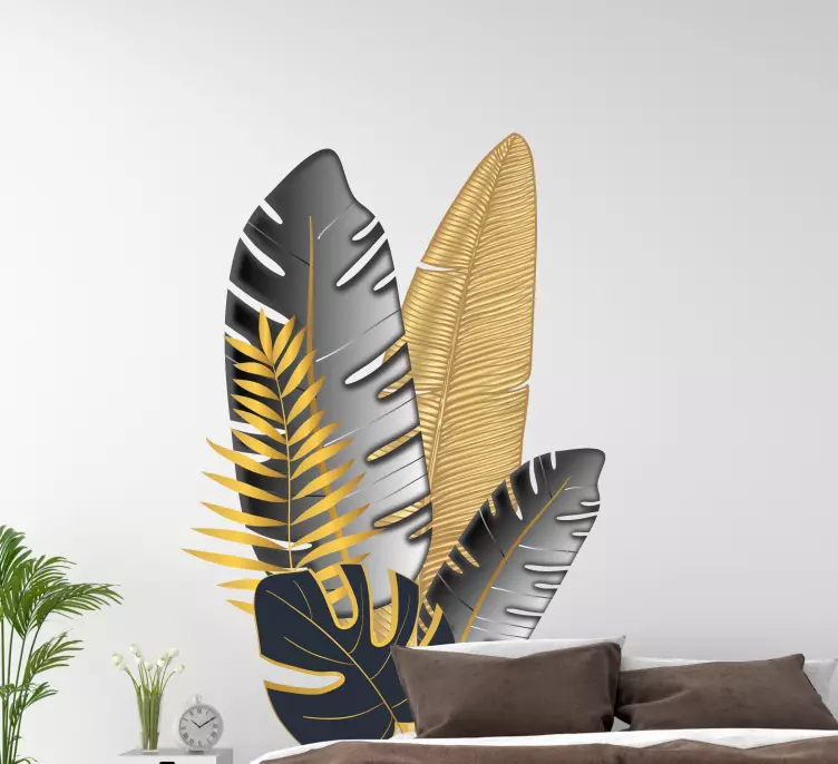 Golden leaves Wall sticker for Bedroom - TenStickers