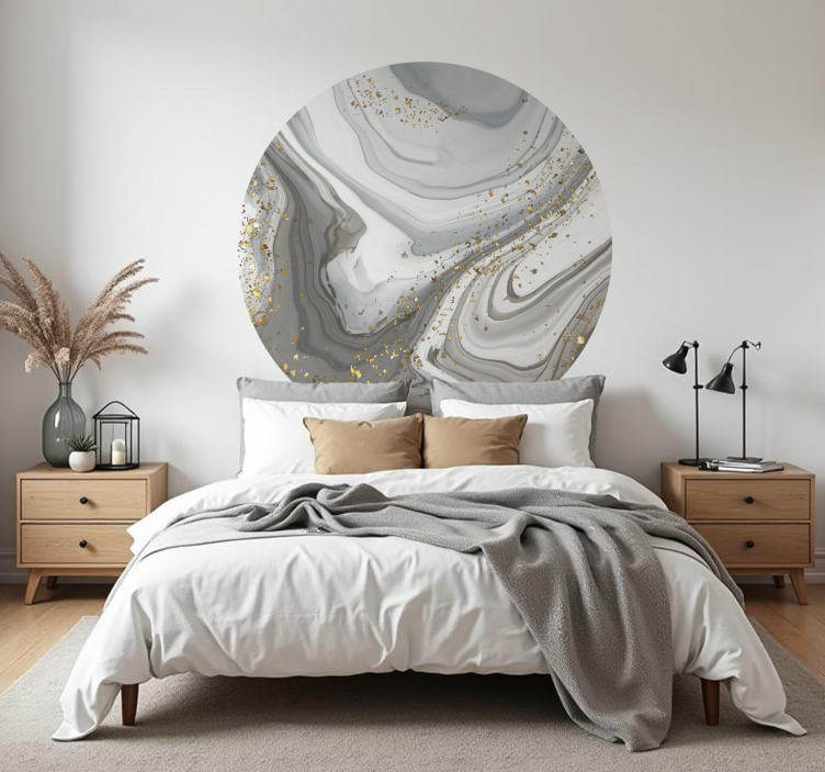 Gray circular marble wall sticker - TenStickers