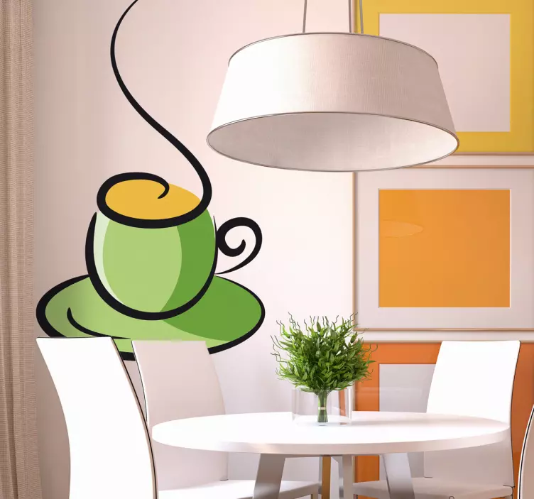 Green Coffee Cup Wall Sticker - TenStickers