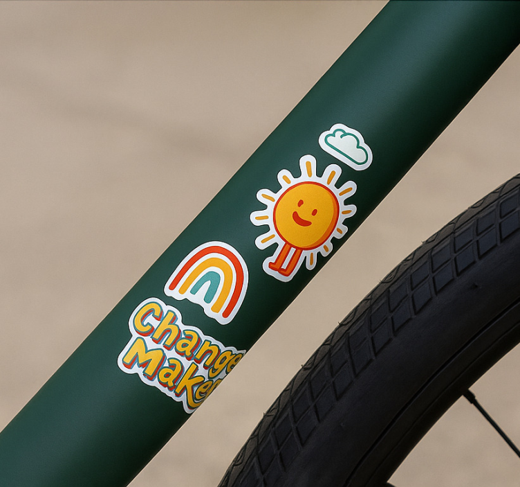 Green world bike sticker - TenStickers