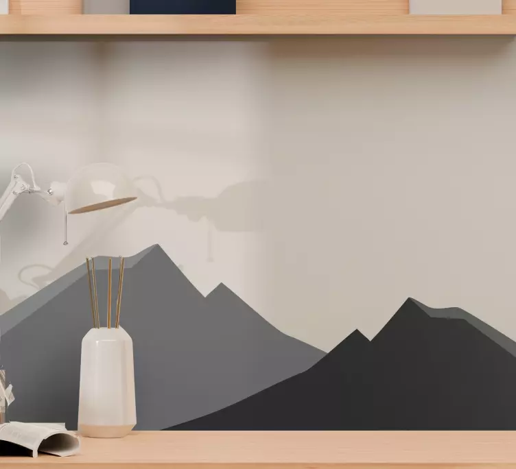 Grey mountain design nature wall sticker - TenStickers