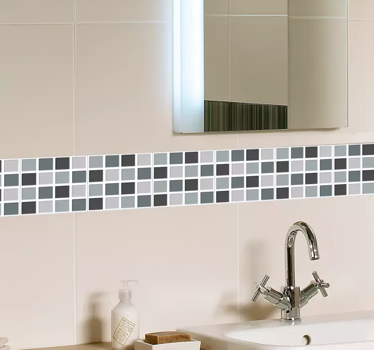 Grey Tones Square Tiles Border Sticker - TenStickers