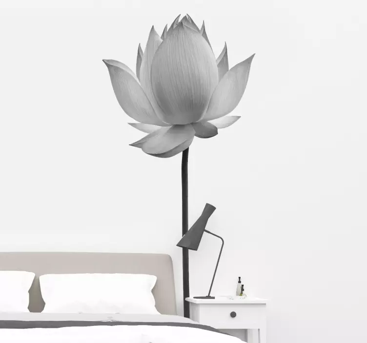 Greyscale Lotus flower wall sticker - TenStickers