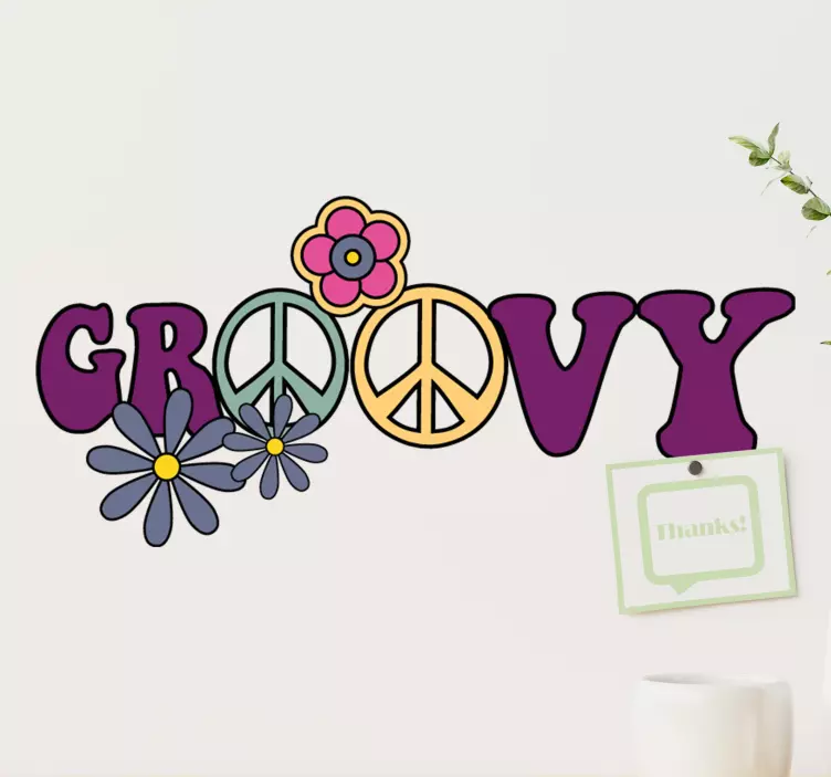 Groovy 70's with flowers vintage sticker - TenStickers