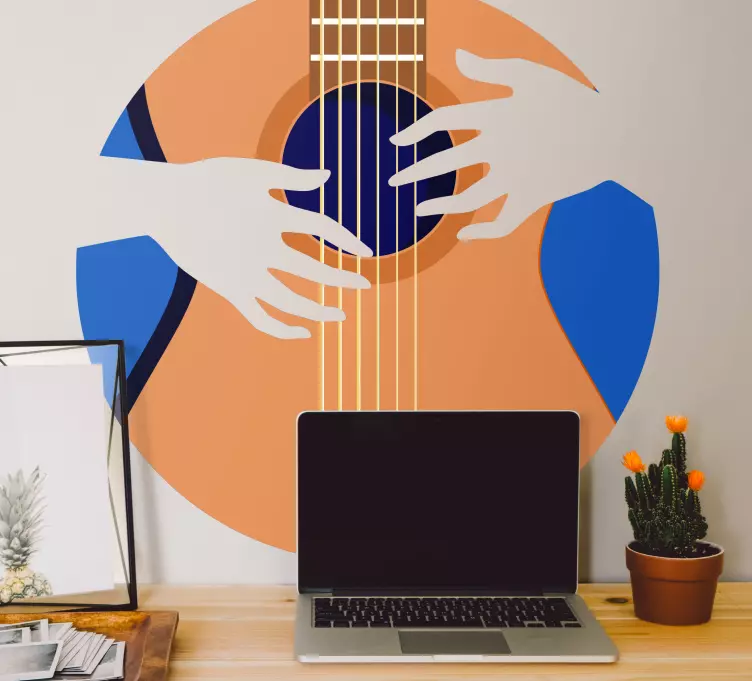 Guitars on a blue background rock decal - TenStickers