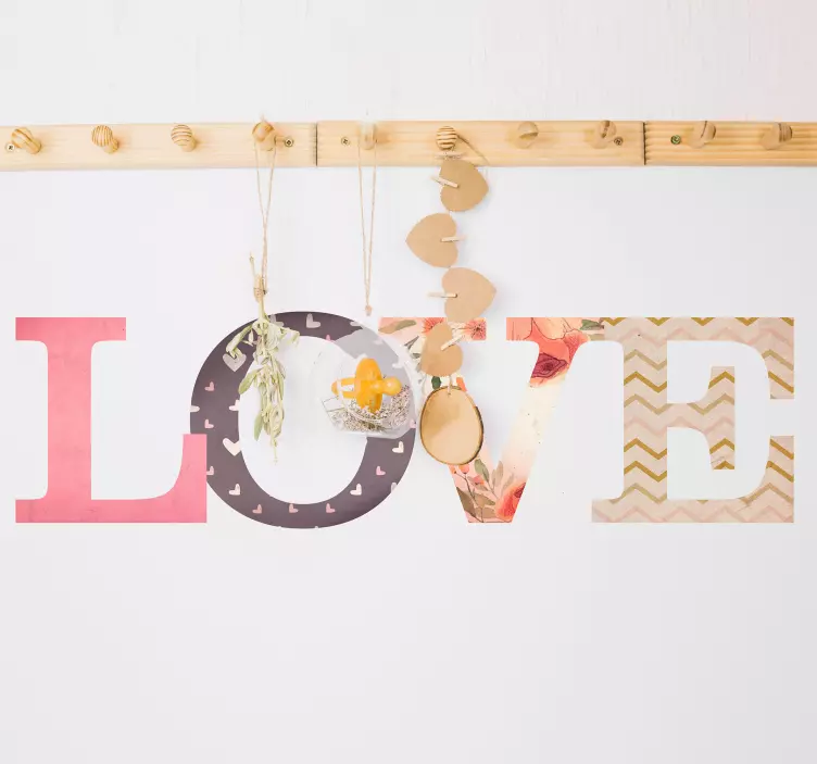 Hanging Letters of Affection love sticker - TenStickers