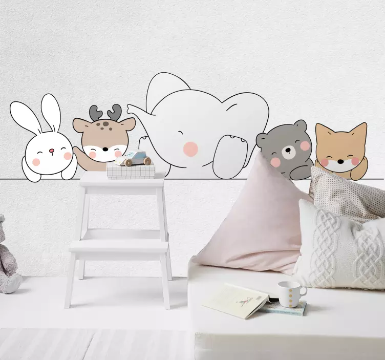 Happy animals nordic style nursery wall sticker - TenStickers