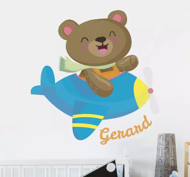 Happy Bear Pilot kid's sticker - TenStickers