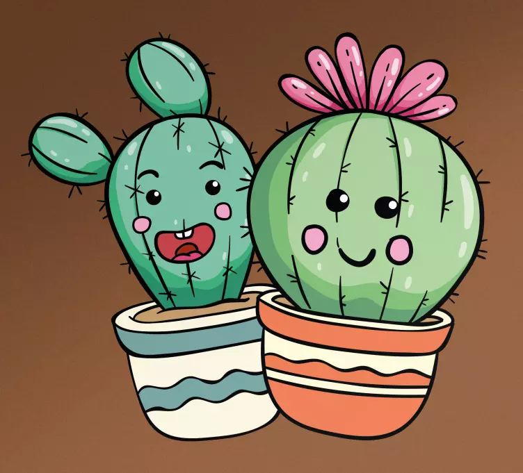 Happy cactus friends bedroom wall sticker - TenStickers