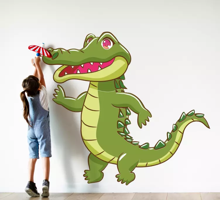 Happy cartoon crocodile animal wall sticker - TenStickers