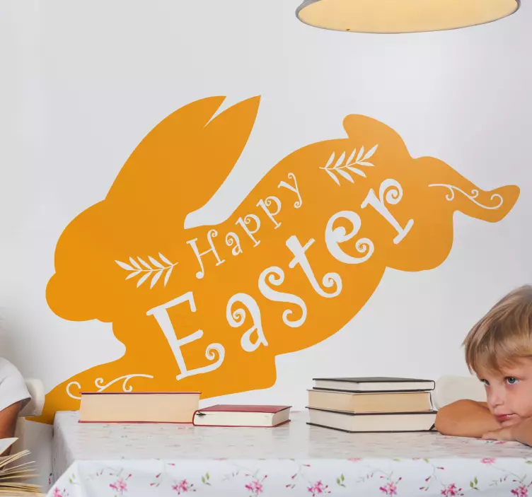 Happy Easter silhouette wall decal - TenStickers