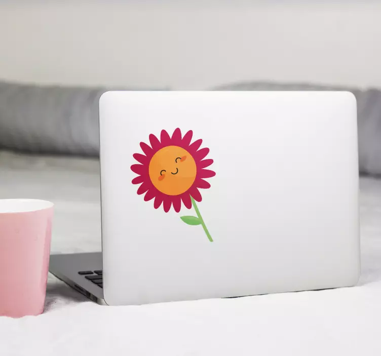 Happy flower smiling laptop skin decal - TenStickers