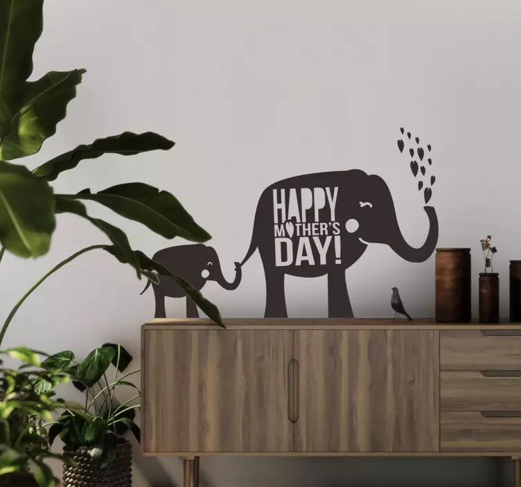 Happy Mother's Day Elephant Sticker - TenStickers