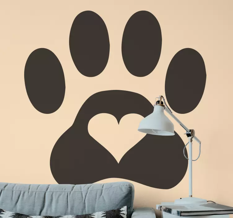 Heart inside paw print sticker - TenStickers