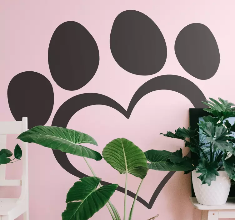 Heart shaped paw print pet sticker - TenStickers