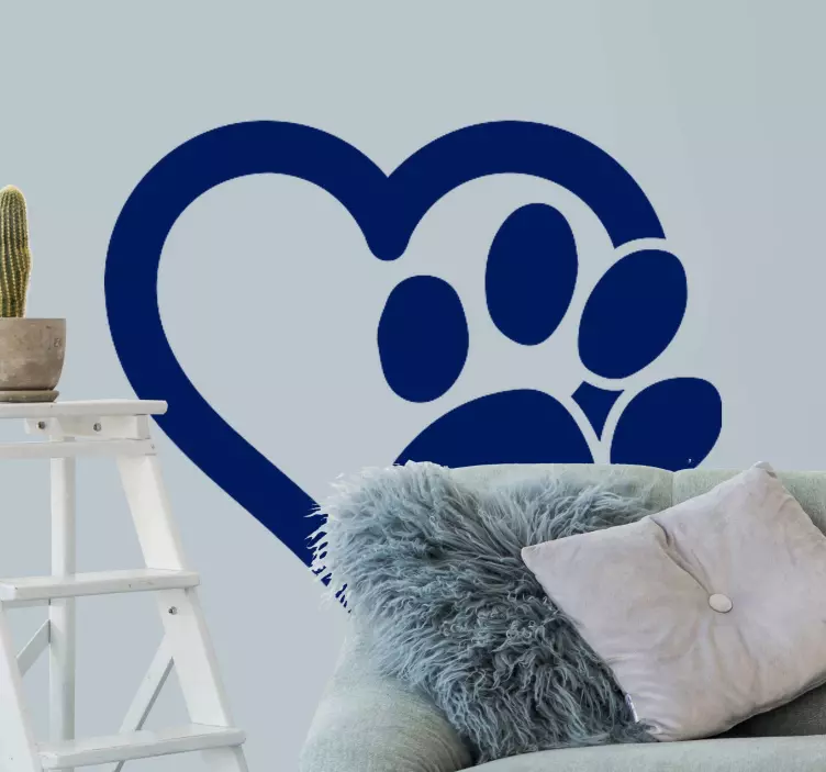 Heart with paw pet sticker - TenStickers