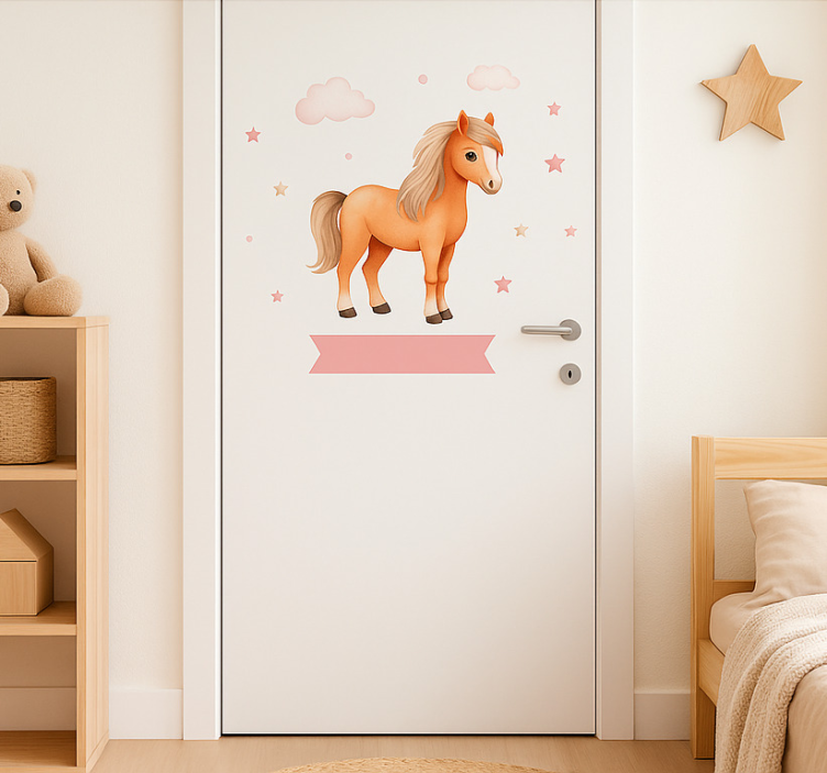 Horse and stars design door sticker - TenStickers