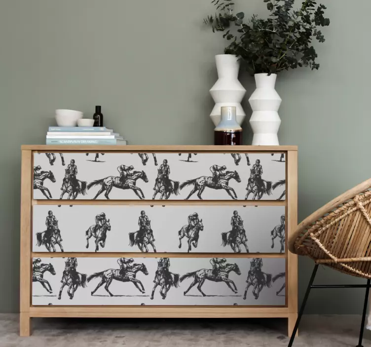 Horse Riders Pattern furniture sticker - TenStickers