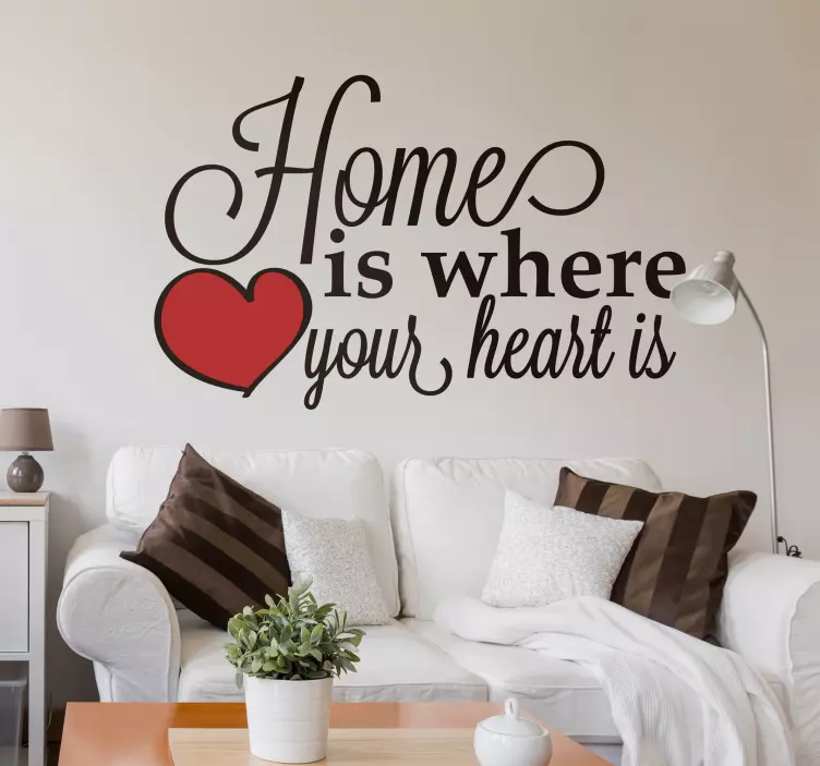 House where the heart home text wall sticker - TenStickers