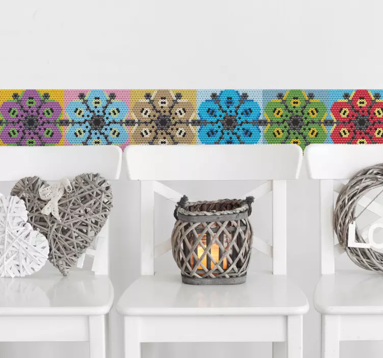 Huichol mandala wall border sticker - TenStickers