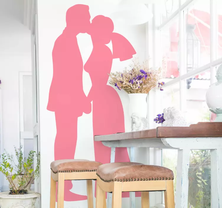 Husband and wife kiss wedding sticker - TenStickers