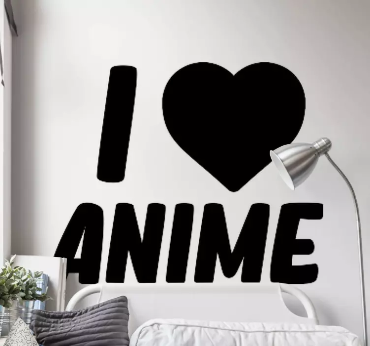 I love anime English text wall sticker - TenStickers