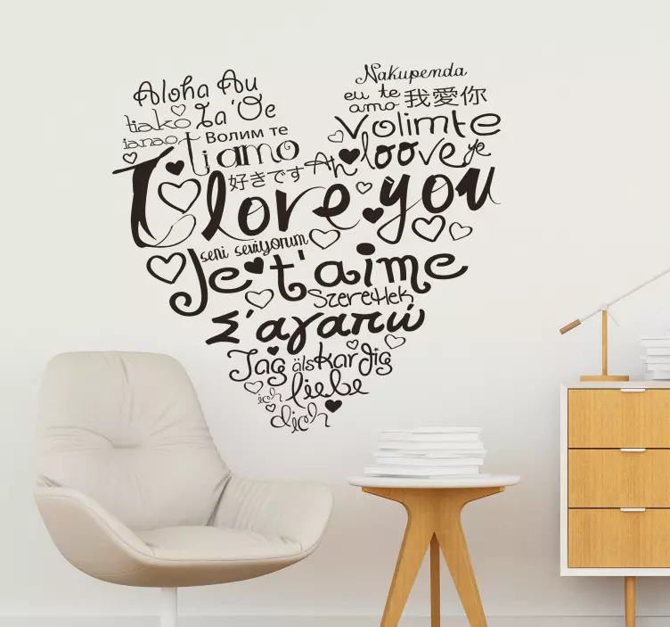 I Love You Languages Living Room Wall Decor - TenStickers