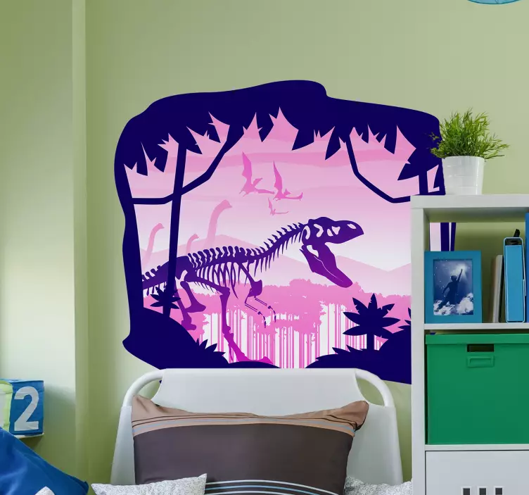 Infant t-rex skeleton wall sticker - TenStickers