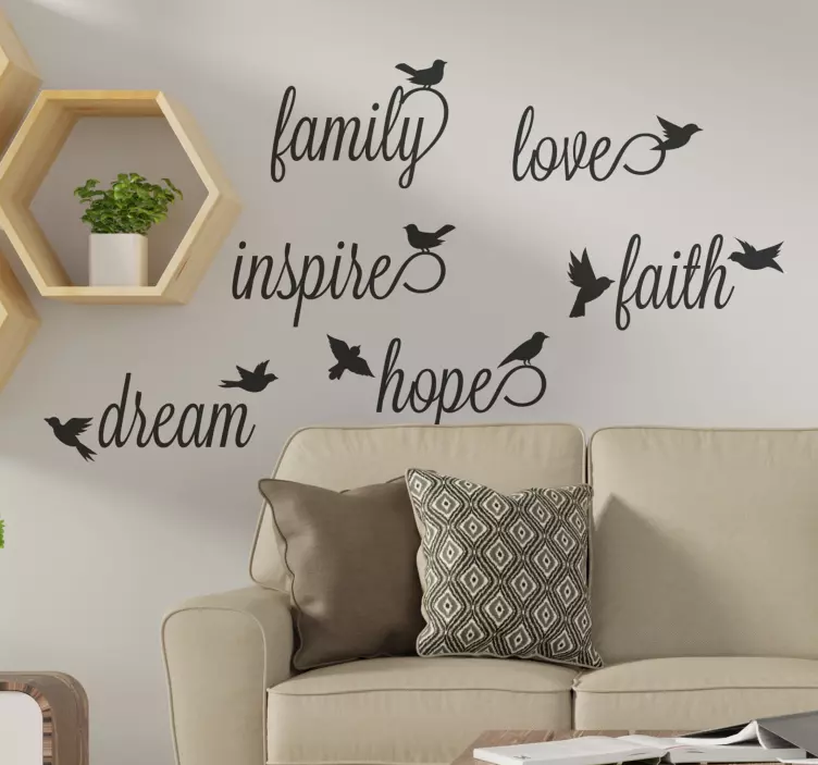 Inspirational Words with Birds bird sticker - TenStickers