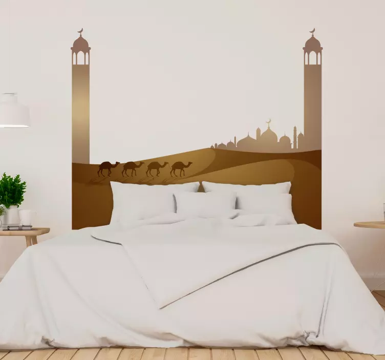 Islamic mosque and camels headboard sticker - TenStickers