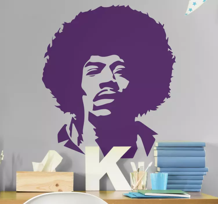 Jimi Hendrix silhouette vintage stickers - TenStickers