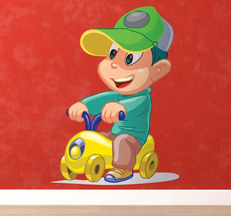 Kid with Toy Car Sticker - TenStickers