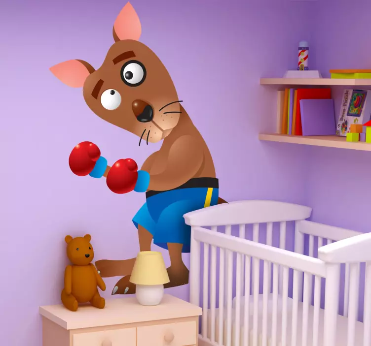 Kids Boxing Kangaroo Wall Sticker - TenStickers