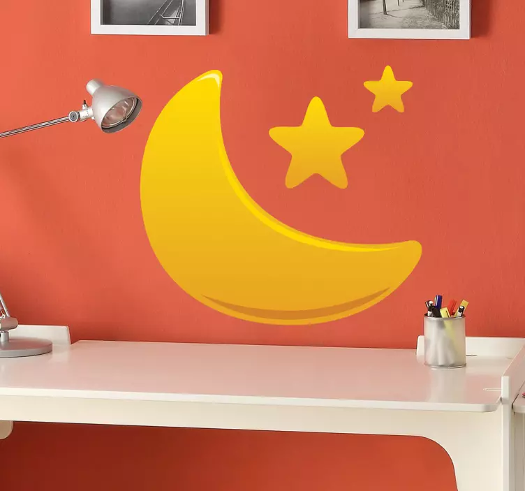 Golden moon and stars space wall sticker - TenStickers