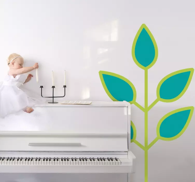 Kids Green Leaves Branch Wall Sticker - TenStickers