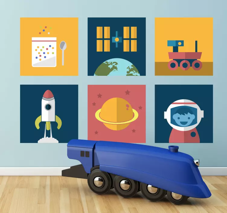 Kids Space Tiles Decals - TenStickers