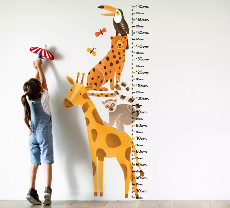 Kid's sticker height measurement animals - TenStickers